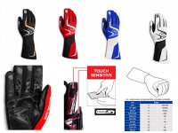 Перчатки Sparco TIDE NEW-2020. Черные/бело-черные/красно-черные/сине-белые. Размеры: 7-12.